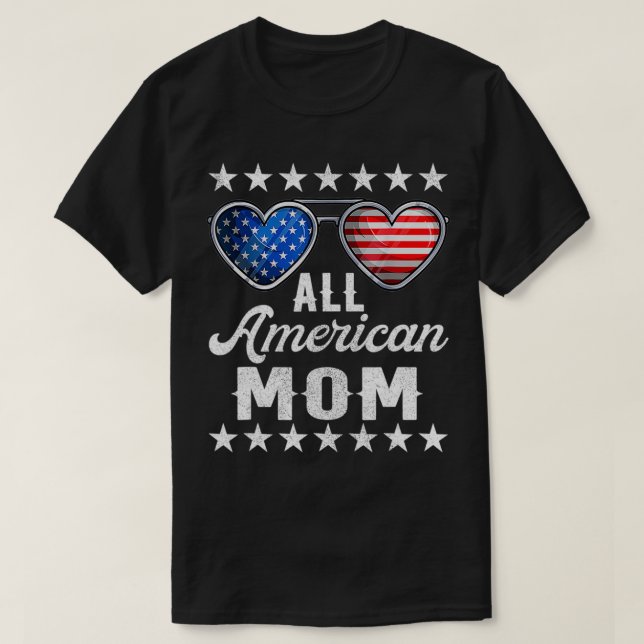 Camiseta Mommy Fourth Of July Costume All American Mom US F (Frente do Design)
