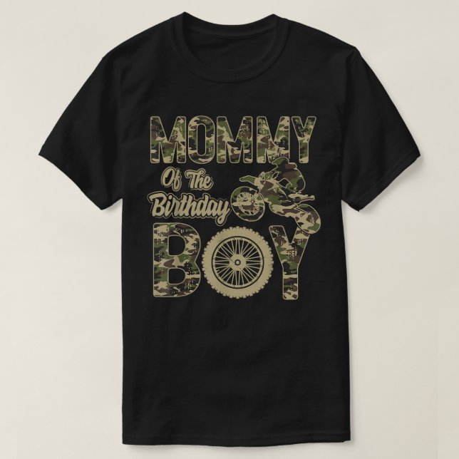 Camiseta Mommy of the Birthday Boy Dirt Bike 4th B-day Part (Frente do Design)