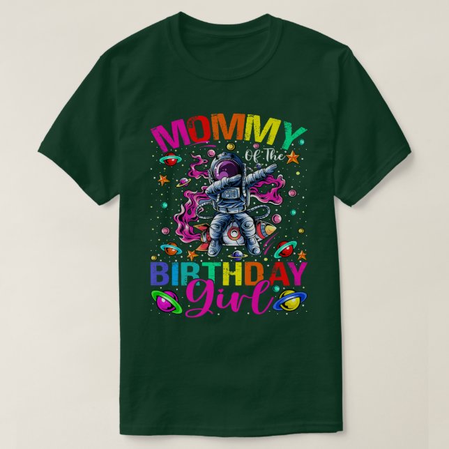 Camiseta Mommy Of The Birthday Girl Astronaut Boy Space The (Frente do Design)