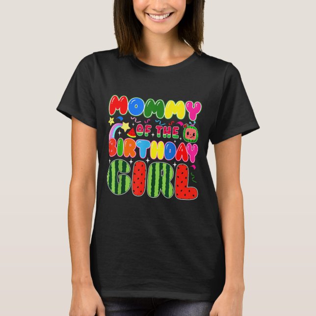 Camiseta Mommy Of The Birthday Girl Melon Family Matching F (Frente)