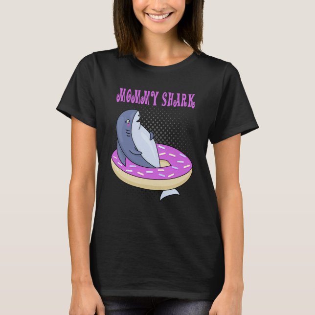 Camiseta Mommy Swimming Shark Donut Cute Merch (Frente)