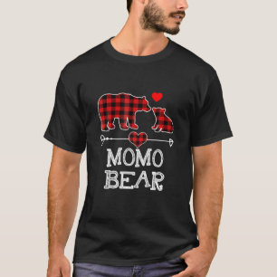 Camiseta Momo Bear Christmas Pajama Red Xadrez Buffalo Fami