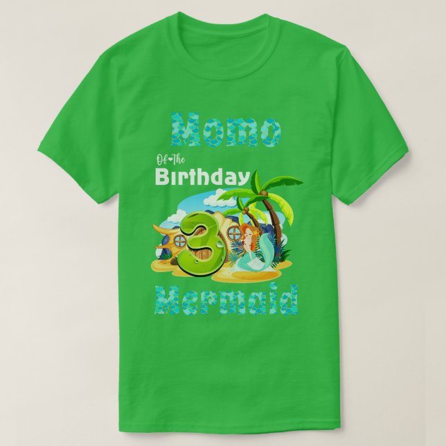Camiseta Momo Bonito Da Sereia Da aniversário de 3 anos (Frente do Design)