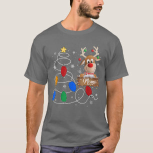 Camiseta Momo Reindeer Lights Árvore de Natal Fixe Cristma