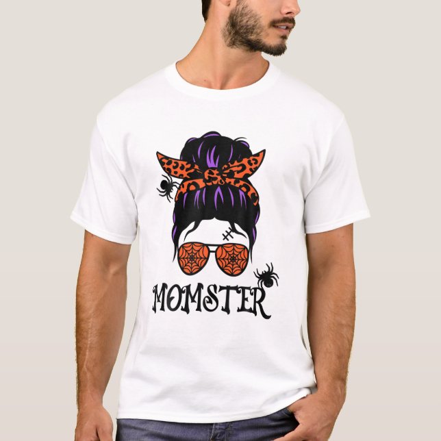 Camiseta Momster Mensageiro Com Aranhas Laranja - Halloween (Frente)
