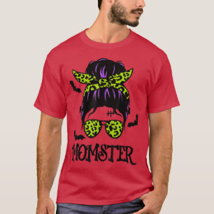 Camiseta Momster Womens Halloween Messy Bun Mom Ster