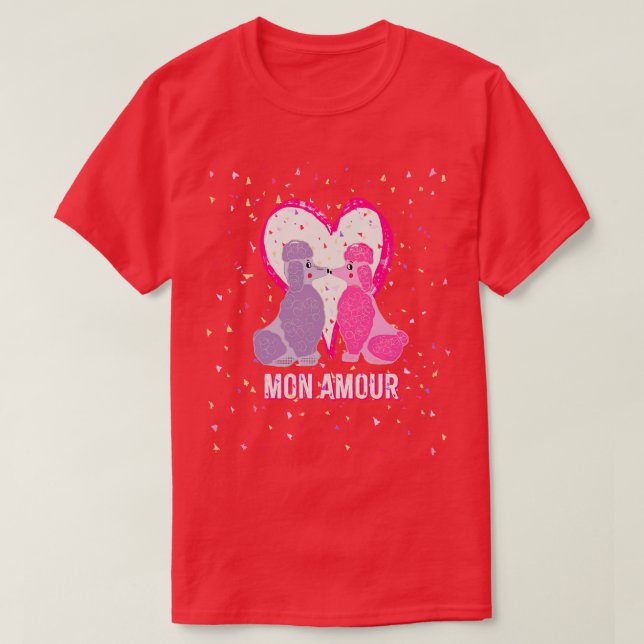 Camiseta Mon Amour frenodle Happy Valentines Day shirt (Frente do Design)