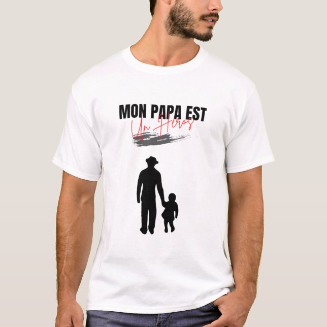 Camiseta Mon papa est mon héros, daddy, super papa, drole, (Frente)