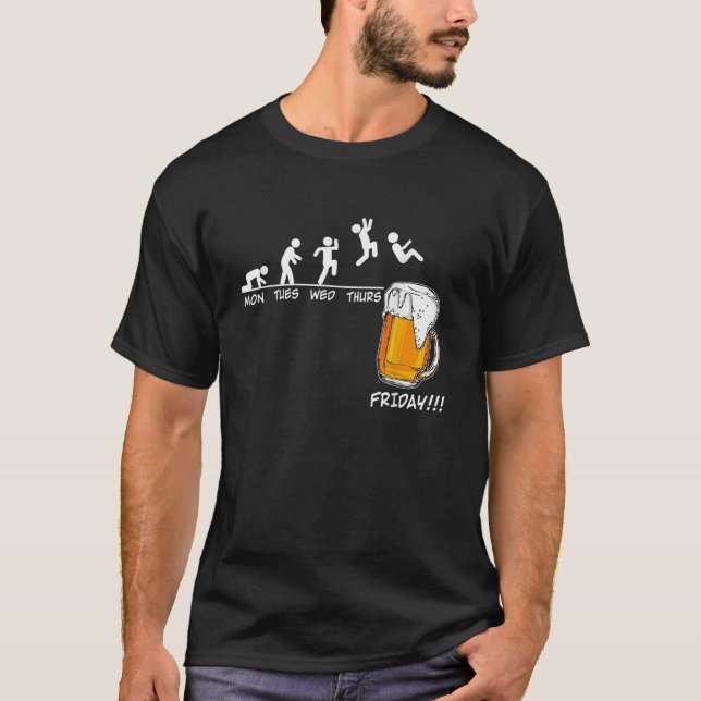Camiseta Mon Tue Wed Thurs Friday Beer Bebendo (Frente)