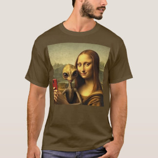 Camiseta Mona Lisa Alienígena Selfie - Engraçado Renascenti