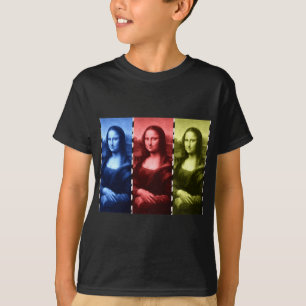 Camiseta Mona Lisa Animal Imprime Cores Primárias