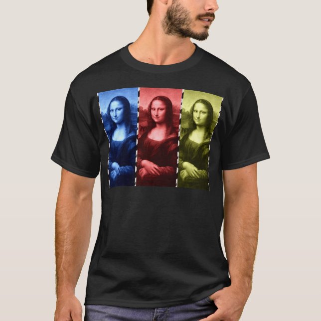 Camiseta Mona Lisa Animal Imprime Cores Primárias (Frente)
