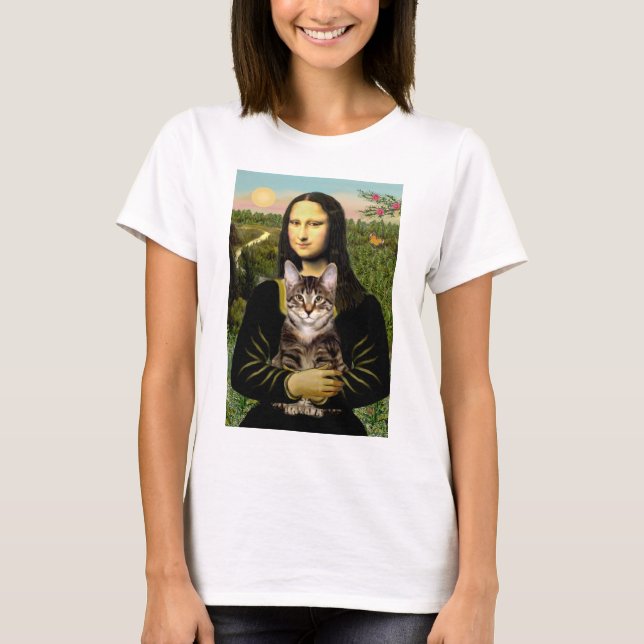 Camiseta Mona Lisa - Brown Tabby Tiger cat (Frente)