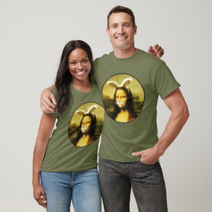 Camiseta Mona Lisa Bunny Ears Páscoa