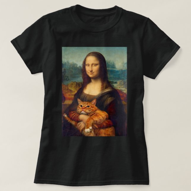 Camiseta Mona Lisa + Cat T-Shirt (Frente do Design)