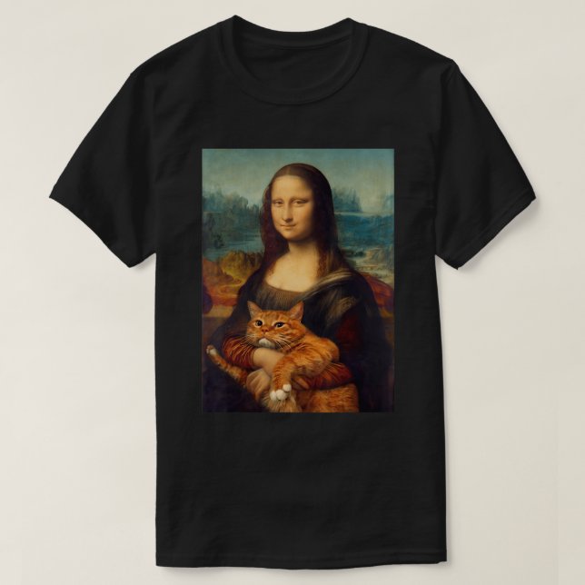 Camiseta Mona Lisa + Cat T-Shirt (Frente do Design)