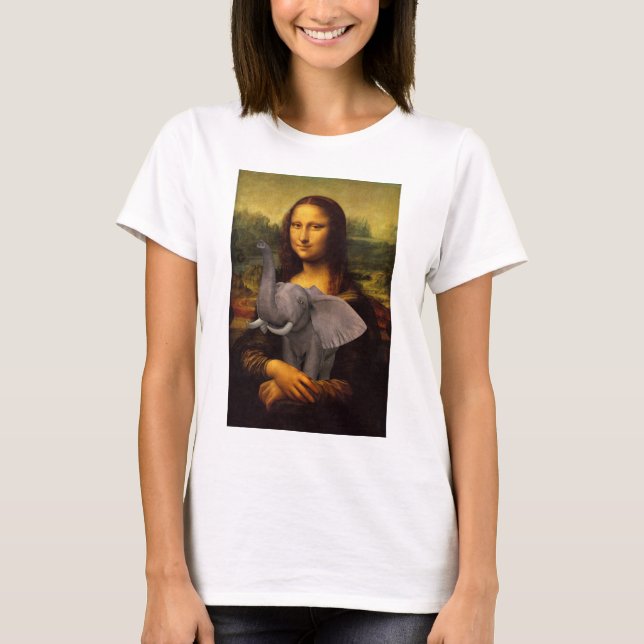Camiseta Mona Lisa com elefante (Frente)