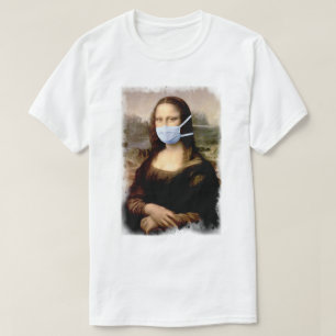 Camiseta Mona Lisa com Máscara Da Vinci Caçoando As Artes