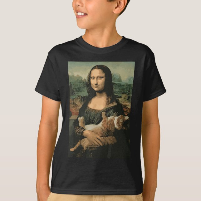 Camiseta Mona Lisa Com Pintura Engraçada De Laranja (Frente)