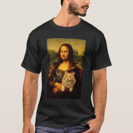 Camiseta Mona Lisa com seus amantes de gatos e animais de e