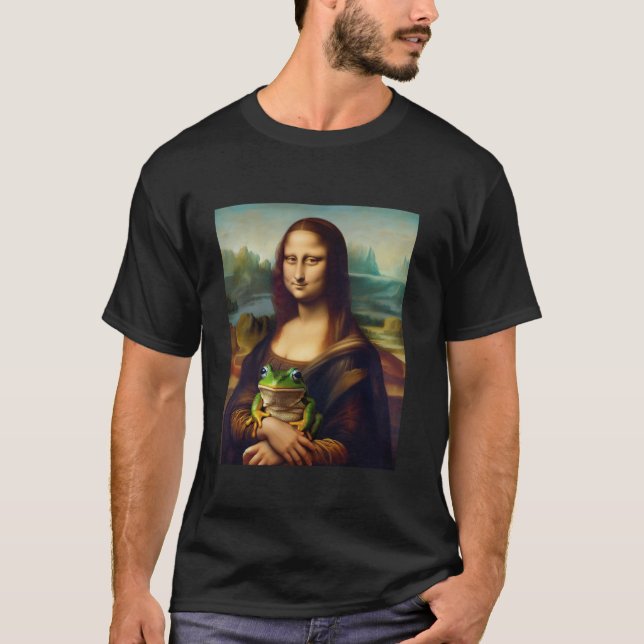 Camiseta Mona Lisa Com Uma Pintura De Arte Engraçada Com Sa (Frente)