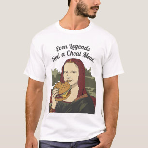 Camiseta Mona Lisa Comendo Hambúrguer Paródia de Arte Cláss