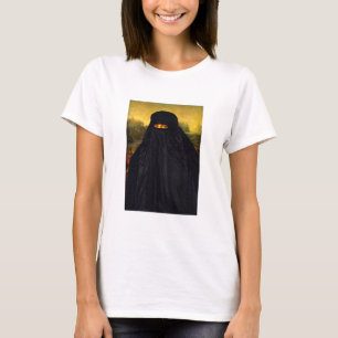 Camiseta Mona Lisa escondida atrás do Burqa