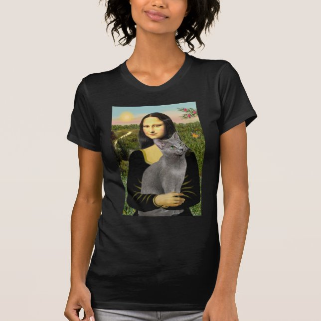Camiseta Mona Lisa - gato azul russo (Frente)