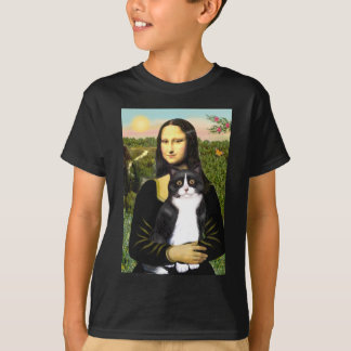 Camiseta Mona Lisa - gato preto e branco