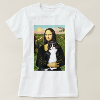 Camiseta Mona Lisa - gato preto e branco