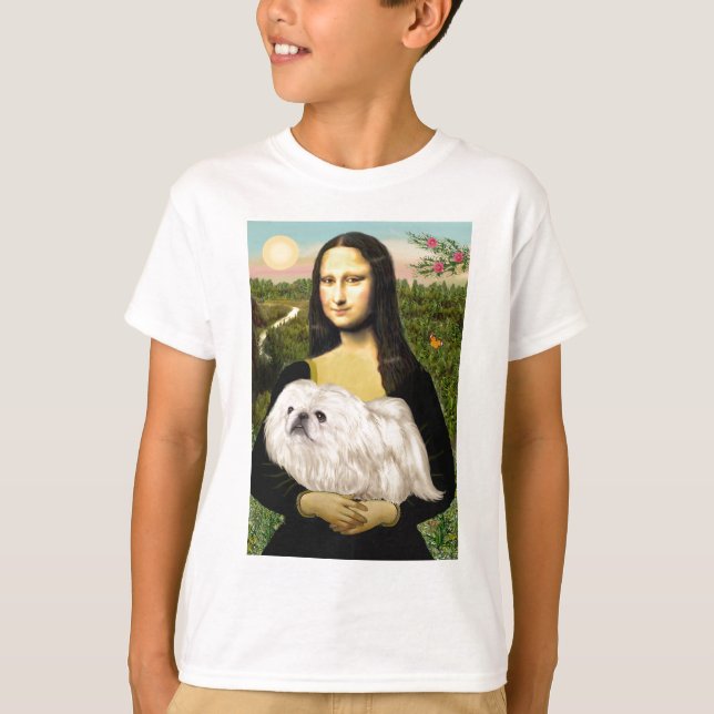 Camiseta Mona Lisa - Pekingês Branco ( nº 4) (Frente)