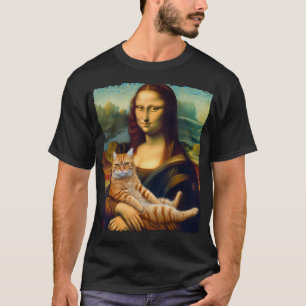 Camiseta Mona Lisa Segurando Gatinhos Gatinhos Gatinhos Gat