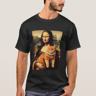 Camiseta Mona lisa segurando gato gatinho para amantes de g