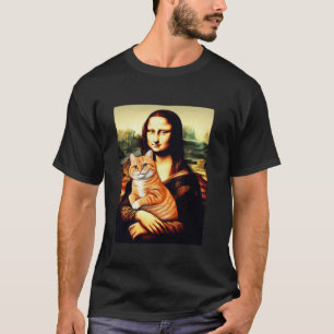 Camiseta Mona lisa segurando gato gatinho para amantes de g