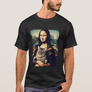 Camiseta mona lisa segurando gato para amantes de gatos pai