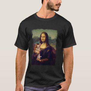 Camiseta Mona Lisa Segurando um Chihuahua Arte de Cachorro