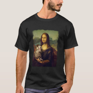 Camiseta Mona Lisa Segurando um Gambá Fofo Arte Paródia Pin
