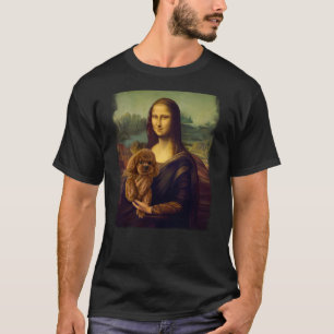 Camiseta Mona Lisa Segurando um Poodle Arte de Cachorro Fof