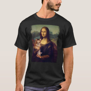 Camiseta Mona Lisa Segurando uma Paródia de Arte Canina Chi