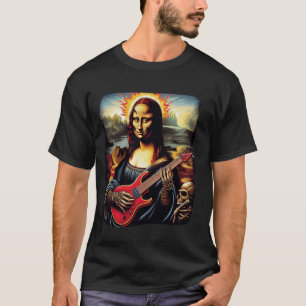 Camiseta mona lisa tocando violão Amante da Música Divertid