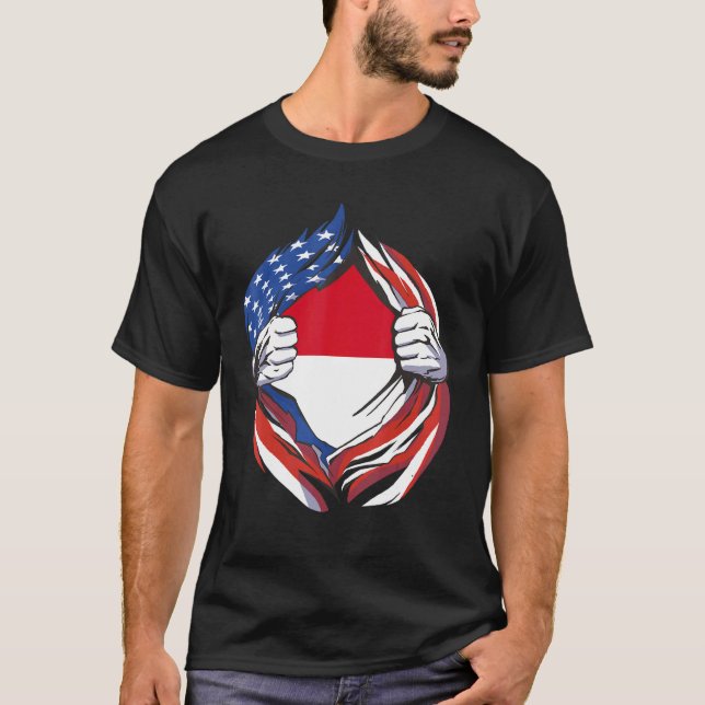 Camiseta Mônaco Flag American Proud Do Meu Patrimônio Monac (Frente)
