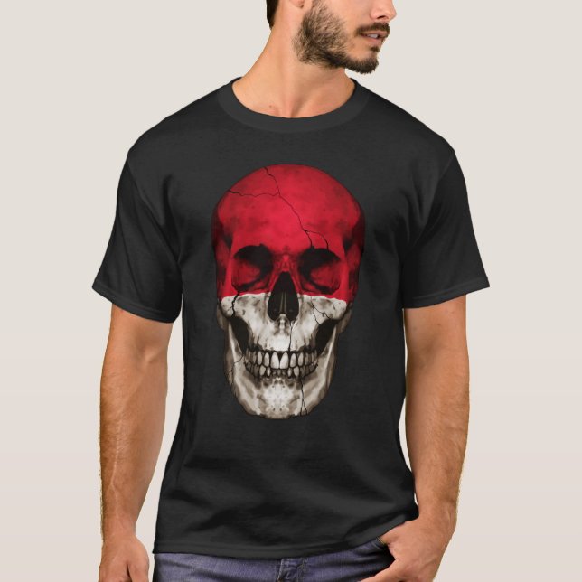Camiseta Mônaco Flag Skull Monacan Roots - Patriótico Ortos (Frente)