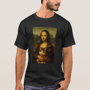 Camiseta Monalisa Pintura Gato Amante de Animais Arte Mãe P