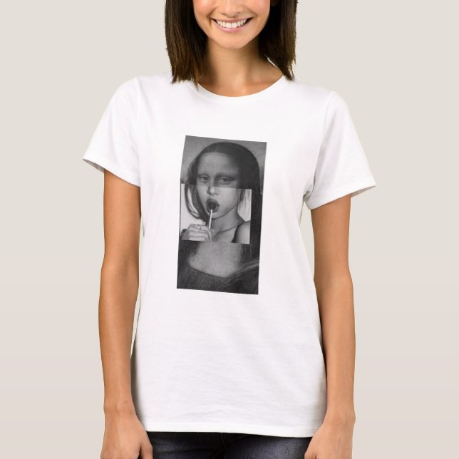 Camiseta Monalisa with a Lollipop T-Shirt B&W (Frente)