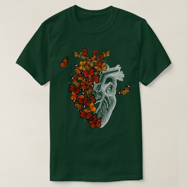 Camiseta Monarch Butterfly Heart por Tobe Fonseca (Frente do Design)