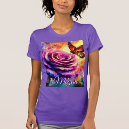 Camiseta Monarch Butterfly on Rose at Sunset Personalized