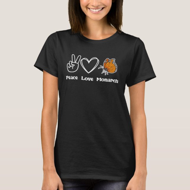 Camiseta Monarch Butterfly Peace Love Monarch Insect Entomo (Frente)