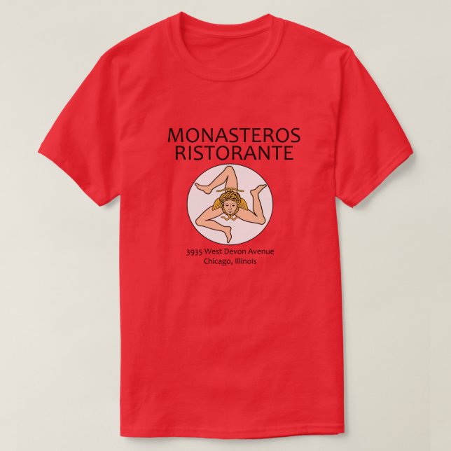 Camiseta Monasteros Ristorante, Chicago, Illinois (Frente do Design)