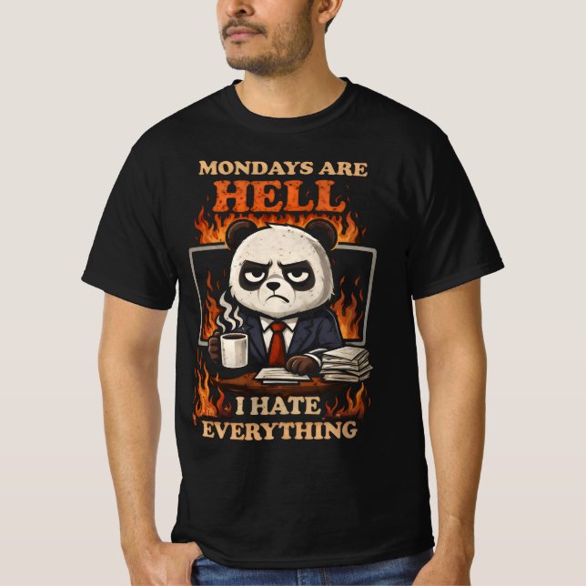 Camiseta mondays are hell grumpy Panda Office Work (Frente)