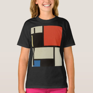 Camiseta Mondrian Composition Modern Abstrato Black Kids